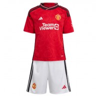 Manchester United Donny van de Beek #34 Hjemmedraktsett Barn 2023-24 Kortermet (+ Korte bukser)